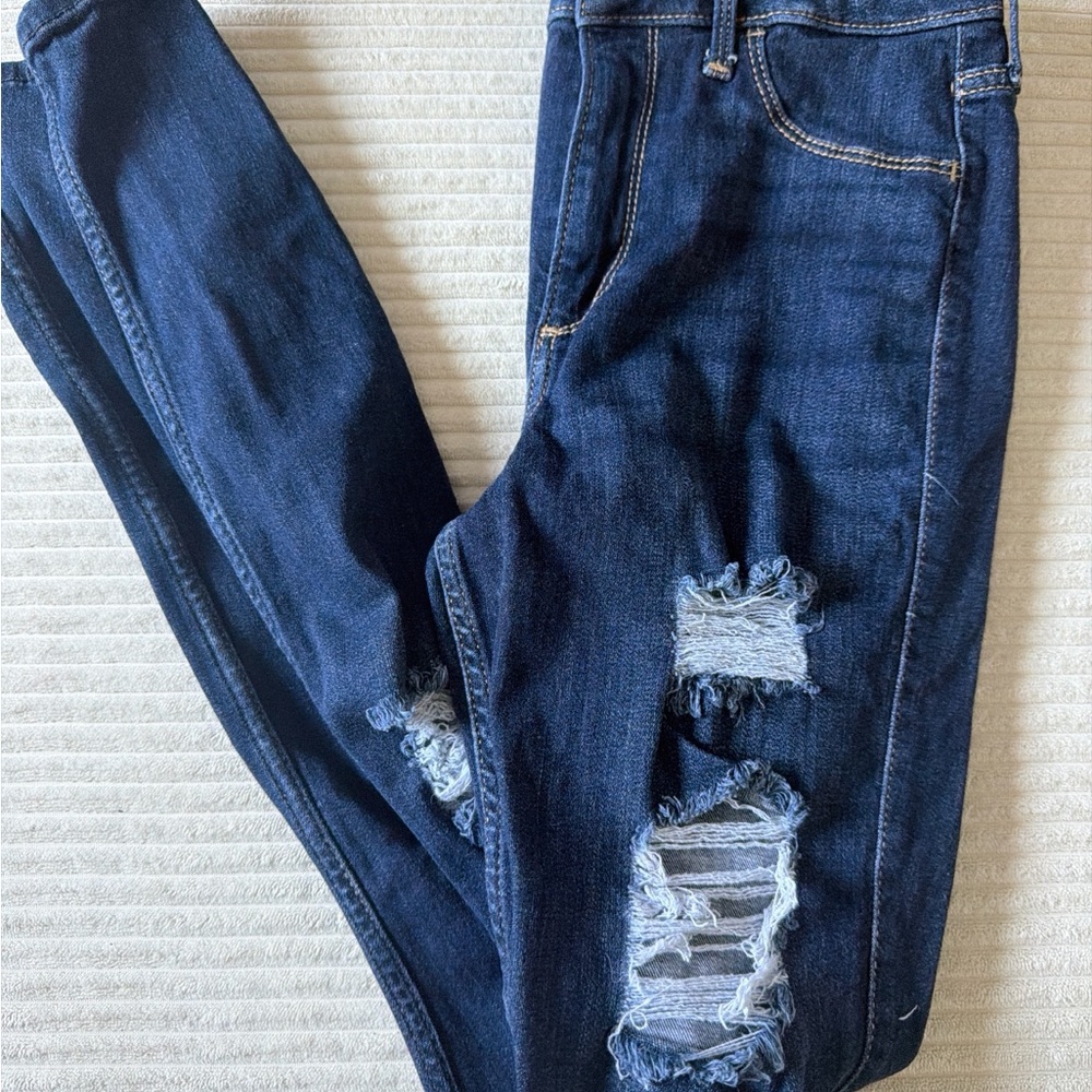 Hollister Dark Blue Distressed Jeggings